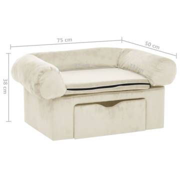 Comfortable Dog Sofa with Drawer - Cream 75x50x38 cm