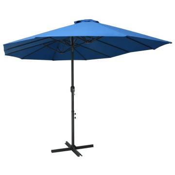 Outdoor Blue Parasol with Aluminium Pole - 460x270 cm