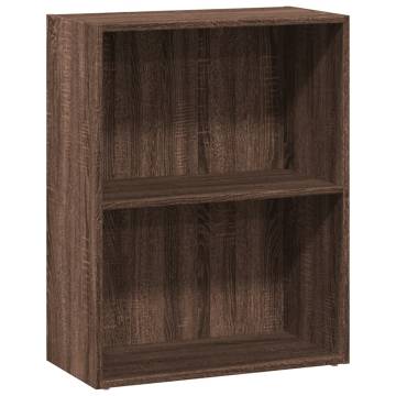 Brown Oak Bookcase - 60x30x77 cm | Engineered Wood Storage