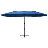 Outdoor Blue Parasol with Aluminium Pole - 460x270 cm