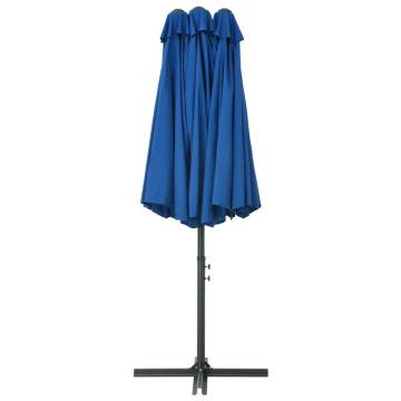 Outdoor Blue Parasol with Aluminium Pole - 460x270 cm