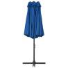 Outdoor Blue Parasol with Aluminium Pole - 460x270 cm