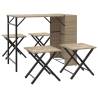 5 Piece Garden Dining Set - Foldable Beige Poly Rattan