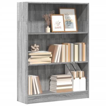 Bookcase Grey Sonoma - Stylish Engineered Wood Storage 80x24x109 cm