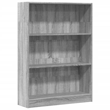 Bookcase Grey Sonoma - Stylish Engineered Wood Storage 80x24x109 cm