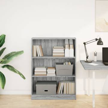 Bookcase Grey Sonoma - Stylish Engineered Wood Storage 80x24x109 cm