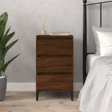 Brown Oak Bedside Cabinet | Industrial Style Nightstand