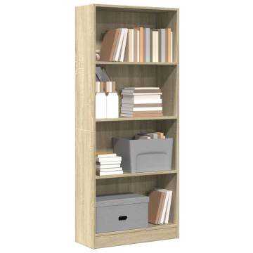 Bookcase Sonoma Oak - 60x24x143 cm Engineered Wood Storage