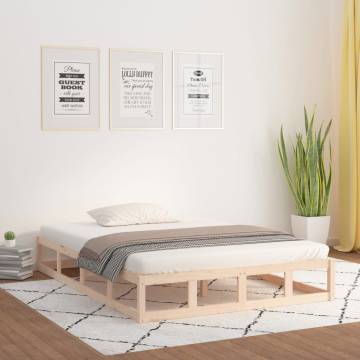 Solid Wood Bed Frame 200x200 cm | Stylish & Sturdy Design