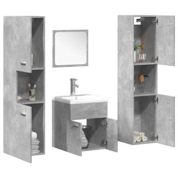 5 Piece Concrete Grey Bathroom Furniture Set | Hipomarket UK