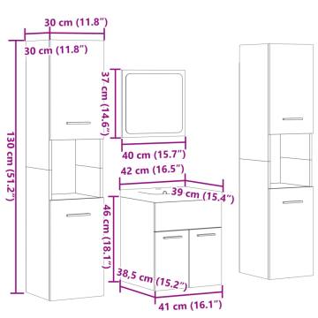 5 Piece Concrete Grey Bathroom Furniture Set | Hipomarket UK