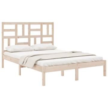 Solid Wood Bed Frame 140x190 cm - Modern & Sturdy Design