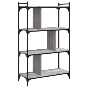 4-Tier Grey Sonoma Bookcase - Stylish & Practical Storage