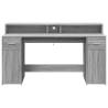 Stylish Grey Sonoma Desk with LED Lights - 160x55 cm