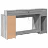 Stylish Grey Sonoma Desk with LED Lights - 160x55 cm