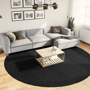 Shaggy Rug PAMPLONA High Pile Modern Black Ø 280 cm | Hipomarket