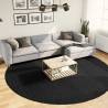 Shaggy Rug PAMPLONA High Pile Modern Black Ø 280 cm Colour black Size Ø 280 cm 