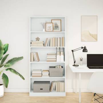 White Bookcase 80x24x176 cm - Stylish Storage Solution