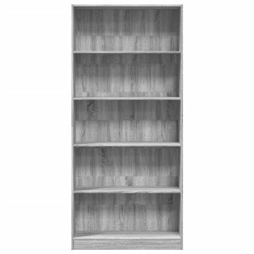 Stylish Grey Sonoma Bookcase - 80x24x176 cm Engineered Wood