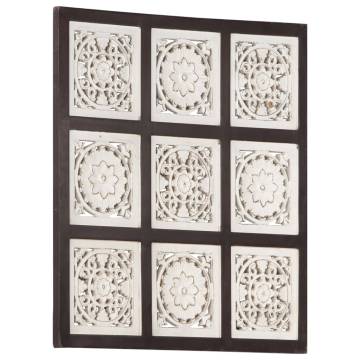 Elegant Hand-Carved Wall Panel MDF 60x60 cm - Brown & White