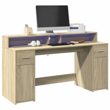 Stylish LED Desk Sonoma Oak - 160x55x91 cm | HipoMarket