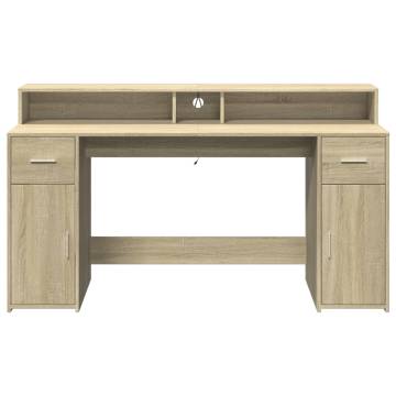 Stylish LED Desk Sonoma Oak - 160x55x91 cm | HipoMarket