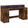 Smoked Oak Desk with LED Lights - Stylish & Durable 160x55 cm