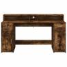 Smoked Oak Desk with LED Lights - Stylish & Durable 160x55 cm