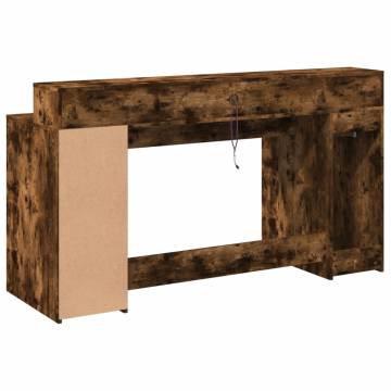 Smoked Oak Desk with LED Lights - Stylish & Durable 160x55 cm