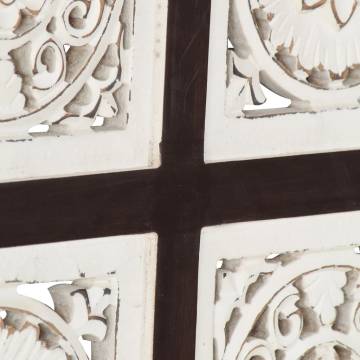 Elegant Hand-Carved Wall Panel MDF 60x60 cm - Brown & White