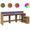 Stylish Desk with LED Lights - Artisian Oak 200x104 cm