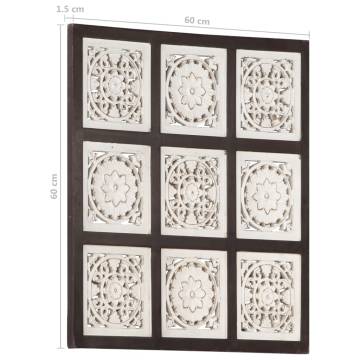 Elegant Hand-Carved Wall Panel MDF 60x60 cm - Brown & White