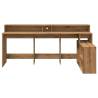 Stylish Desk with LED Lights - Artisian Oak 200x104 cm