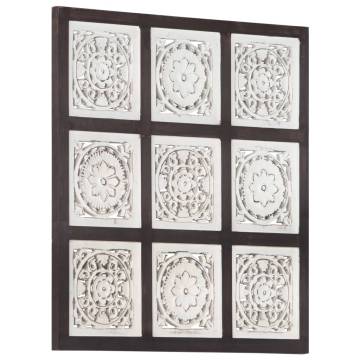 Elegant Hand-Carved Wall Panel MDF 60x60 cm - Brown & White