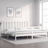 Bed Frame with Headboard White 200x200 cm Solid Wood Colour white Size 200 x 200 cm 