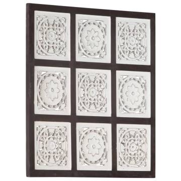 Elegant Hand-Carved Wall Panel MDF 60x60 cm - Brown & White