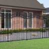  Garden Fence with Spear Top Black 190 cm Powder-coated Steel Size 240 x 190 cm Quantity in Package 1 