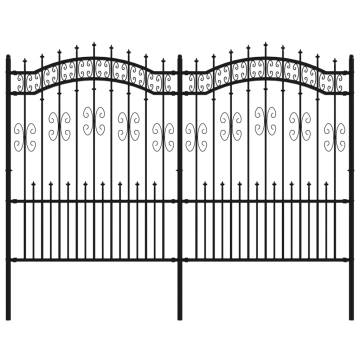 Garden Fence with Spear Top Black - 190 cm Powder-coated Steel