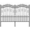 Garden Fence with Spear Top Black - 190 cm Powder-coated Steel