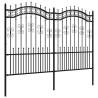 Garden Fence with Spear Top Black - 190 cm Powder-coated Steel