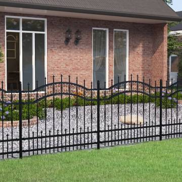 Garden Fence with Spear Top Black - 140 cm Powder-coated Steel