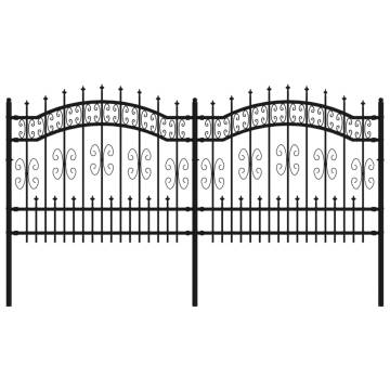 Garden Fence with Spear Top Black - 140 cm Powder-coated Steel