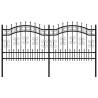 Garden Fence with Spear Top Black - 140 cm Powder-coated Steel