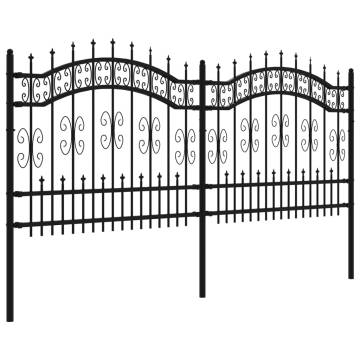 Garden Fence with Spear Top Black - 140 cm Powder-coated Steel