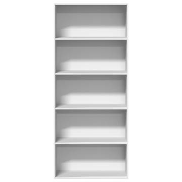 Elegant White Book Cabinet - 80x30x189 cm | Hipomarket UK