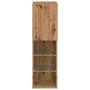 Stylish TV Cabinet with LED Lights - Artisan Oak | HipoMarket