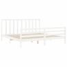 White Bed Frame with Headboard - 200x200 cm Solid Wood