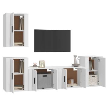 5 Piece White TV Cabinet Set - Stylish & Practical Storage