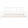 White Bed Frame with Headboard - 200x200 cm Solid Wood