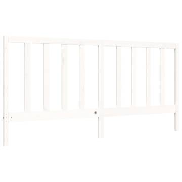 White Bed Frame with Headboard - 200x200 cm Solid Wood